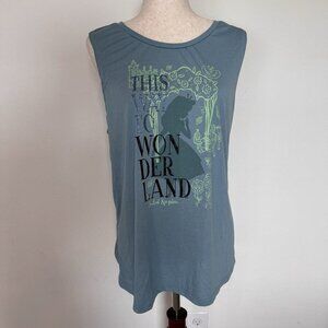 Disney Parks Tank Top Womens XL This Way To Wonderland United Kingdom Alice Blue